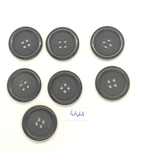 7 boutons résine bleu foncé / noir - 25mm - tr4411