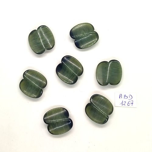 7 boutons résine vert - 19x19mm - abd1267
