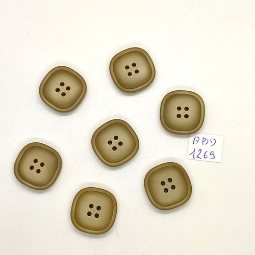 7 boutons résine gris / vert - 23mm - abd1268