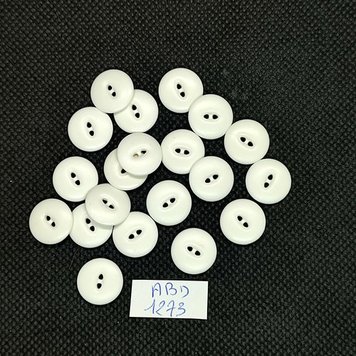 20 boutons résine blanc - 13mm - abd1273