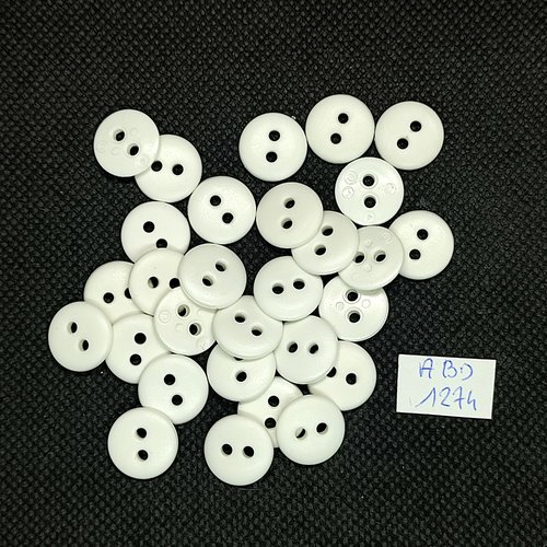 29 boutons résine blanc - 13mm - abd1274