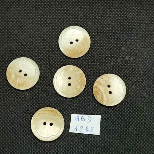 5 boutons résine beige clair - 21mm - abd1282
