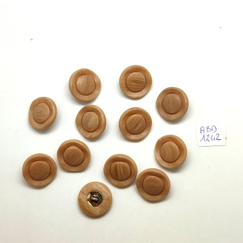 12 boutons résine beige - 17mm - abd1242