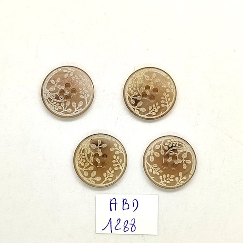 4 boutons résine taupe et blanc - 18mm - abd1288
