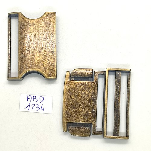 1 boucle de ceinture coulissante en métal bronze - 41x44mm - abd1334