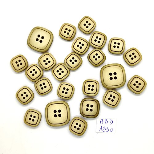 24 boutons résine vert - 20x20mm - 13x13mm et 16x16mm - abd1290