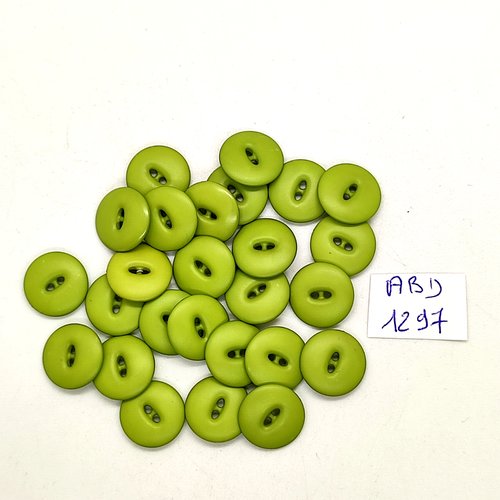 26 boutons résine vert - 13mm - abd1297