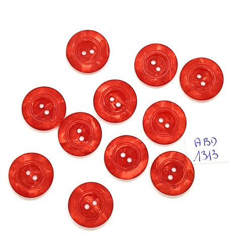 11 boutons résine rouge / rose - 18mm - abd1313