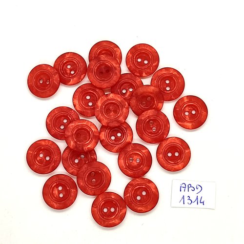 23 boutons résine rouge / rose - 15mm - abd1314