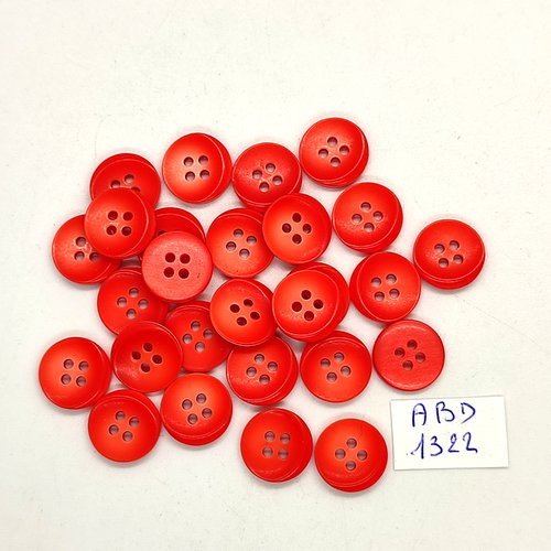 27 boutons résine rouge - 13mm - abd1322