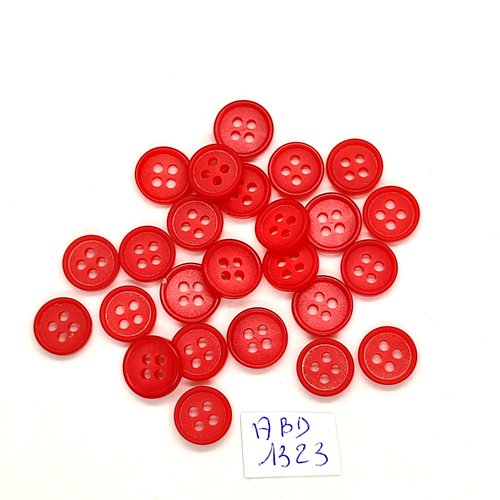 25 boutons résine rouge - 11mm - abd1323