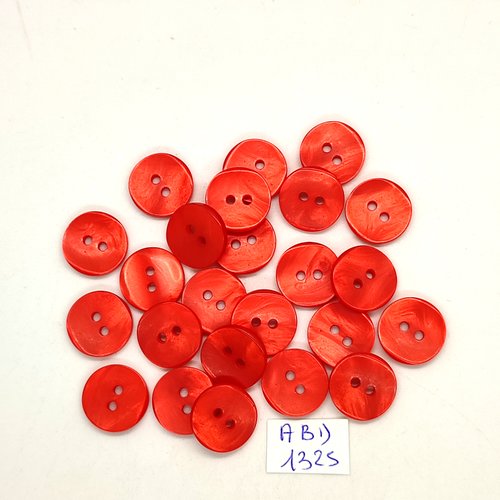 25 boutons résine rouge - 15mm - abd1325