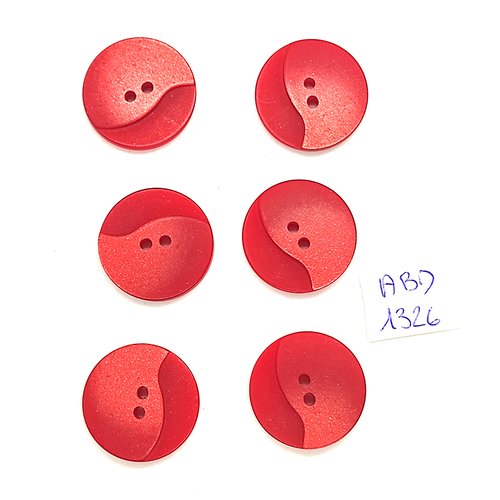 6 boutons résine rouge - 23mm - abd1326
