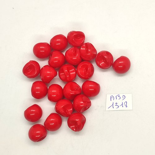 22 boutons résine rouge boule - 13mm - abd1318