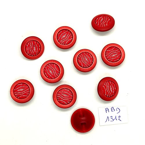 10 boutons résine rouge foncé - 18mm - abd1312
