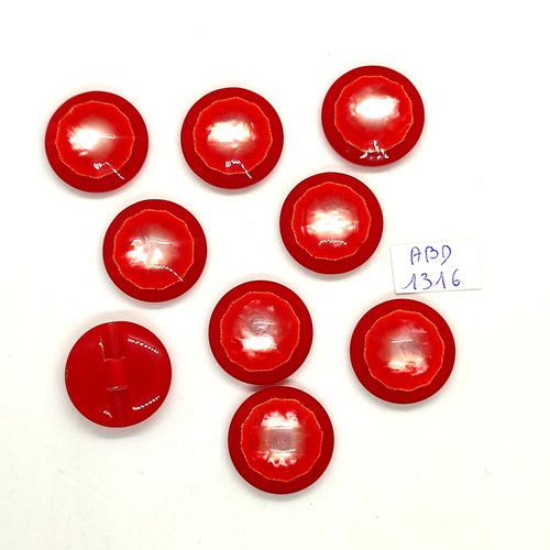 9 boutons résine rouge - 23mm - abd1316