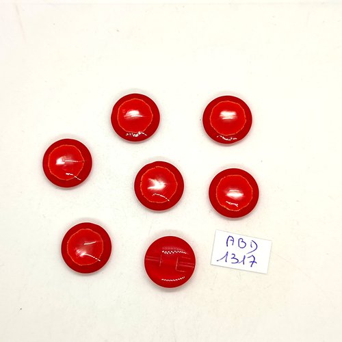 7 boutons résine rouge - 17mm - abd1317