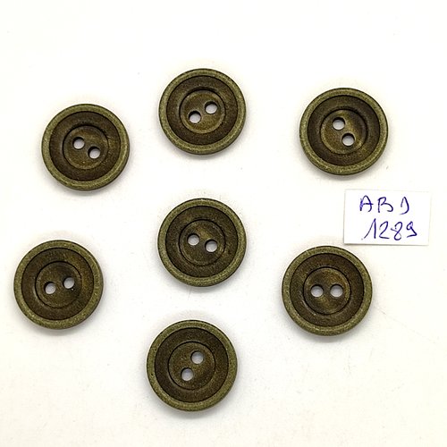 7 boutons résine vert - 18mm - abd1289