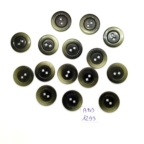 15 boutons résine vert - 18mm - abd1299