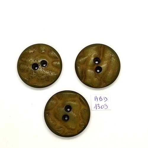 3 boutons résine vert - 35mm - abd1303