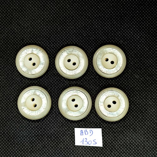6 boutons résine beige clair - 23mm - abd1305