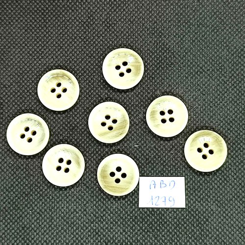 8 boutons résine beige clair / ivoire - 17mm - abd1279