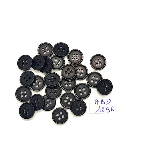 25 boutons résine noir - 11mm - abd1296