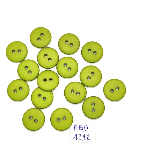 16 boutons résine vert - 15mm - abd1298