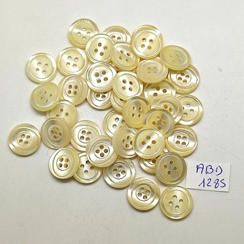 40 boutons résine jaune clair / ivoire - 14mm - abd1285