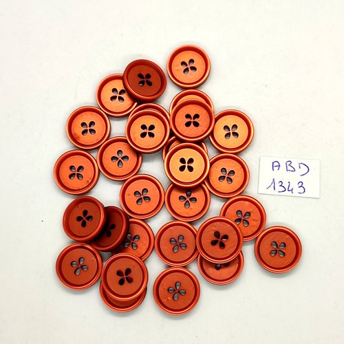 28 boutons résine orange foncé - 15mm - abd1343