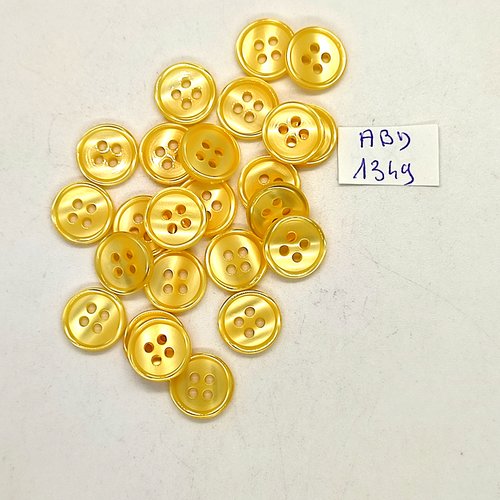 24 boutons résine jaune - 13mm - abd1349