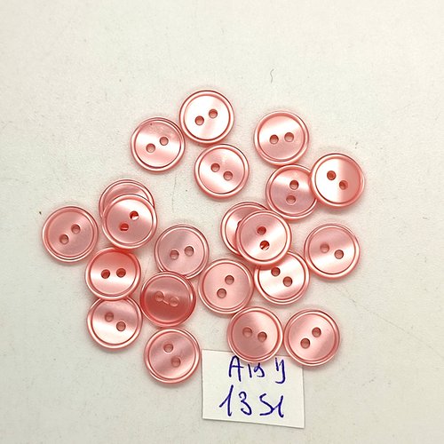 21 boutons résine rose - 10mm - abd1351