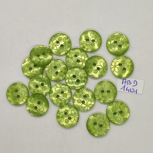 19 boutons résine vert - 15mm - abd1401
