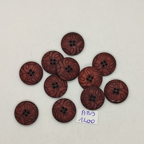 11 boutons résine marron foncé - 17mm - abd1400