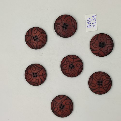 7 boutons résine marron foncé - 23mm - abd1399