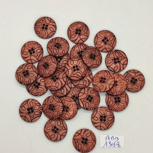 28 boutons résine marron / orangé foncé - 17mm - abd1398