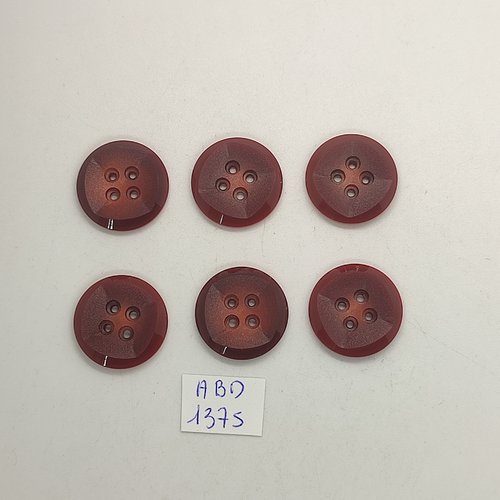 6 boutons résine marron - 19mm - abd1375
