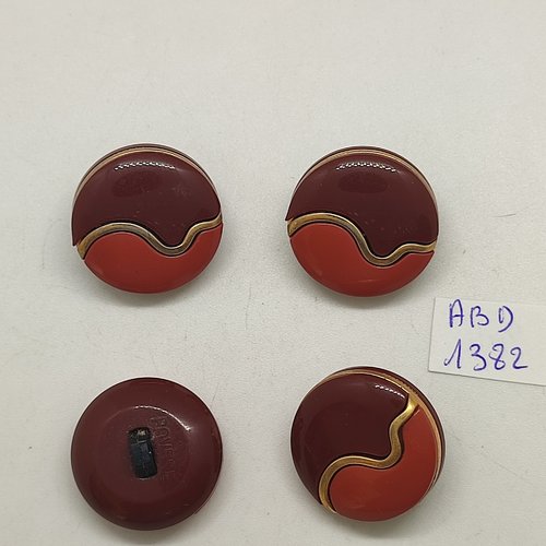 4 boutons résine marron - 23 mm - abd1382