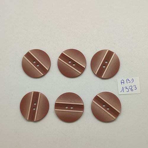 6 boutons résine marron -  22mm - abd1383