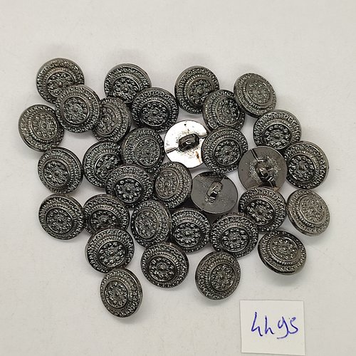 30 boutons résine argenté -  12mm - tr4495