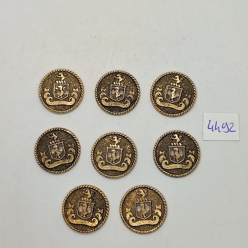 8 boutons résine doré - 21mm - tr4492
