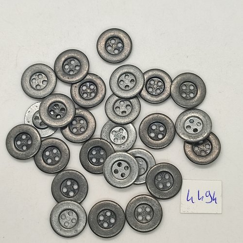25 boutons métal argenté / gris - 14mm - tr4494