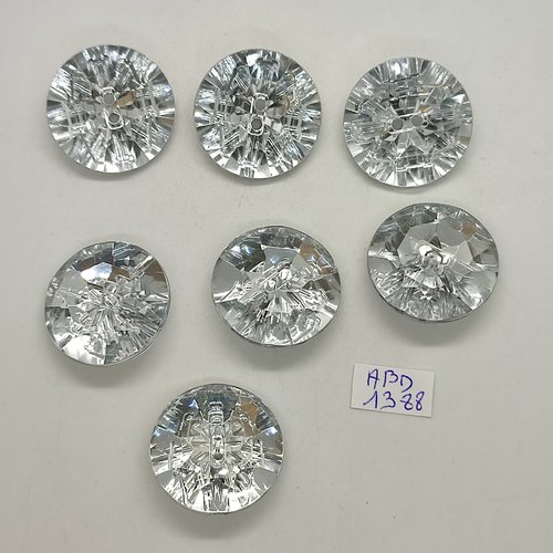 6 boutons résine transparent effet diamant - 27mm - abd1388