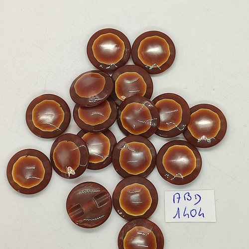 17 boutons résine marron - 17mm - abd1404