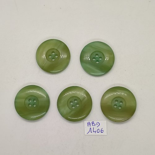 5 boutons résine vert - 26mm - abd1406