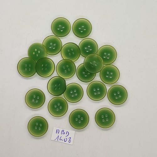 22 boutons résine vert - 15mm - abd1408