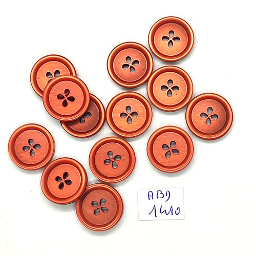 13 boutons résine orange foncé - 18mm - abd1410