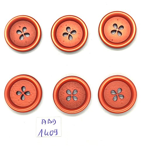 6 boutons résine orange foncé - 23mm - abd1409