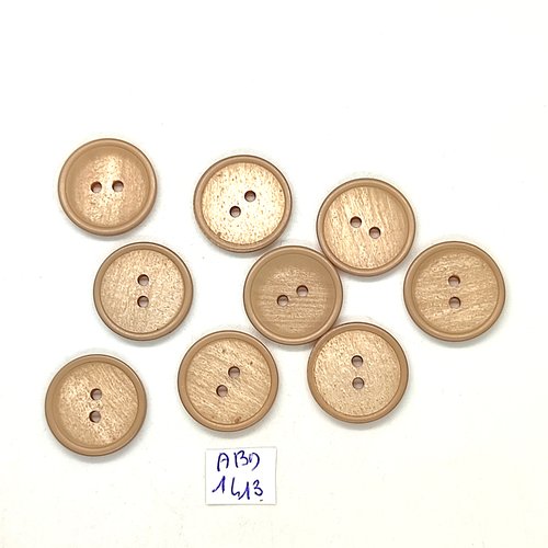9 boutons résine beige - 20mm - abd1413