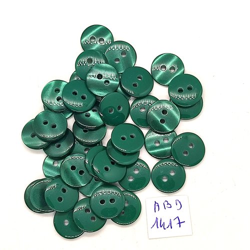 40 boutons résine vert - 12mm - abd1417